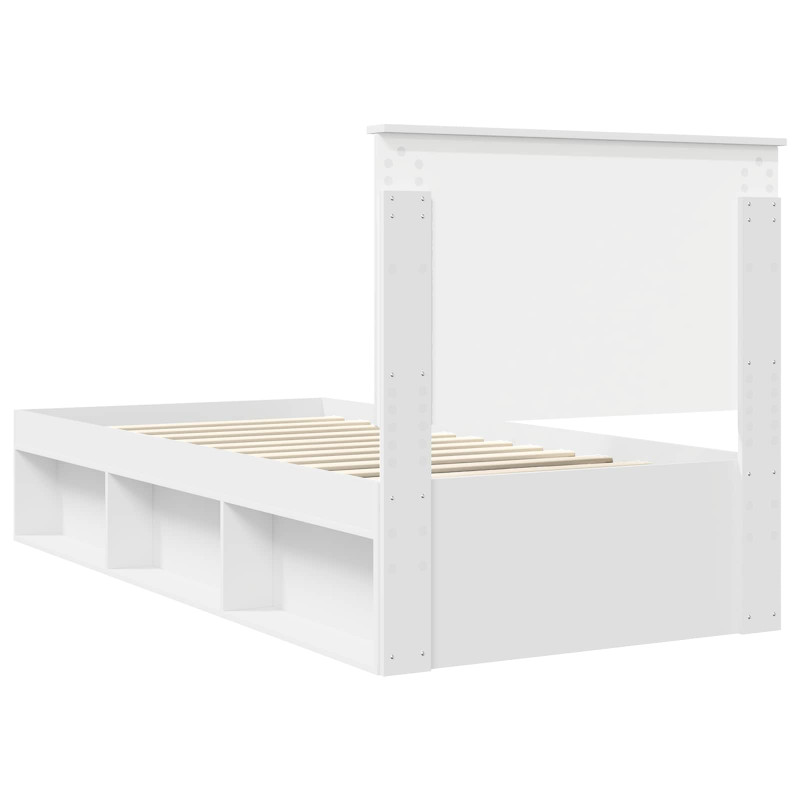 Ramka łóżka Z zagłówkiem Biały 90 x 190 cm Lite drewno sosnowe
