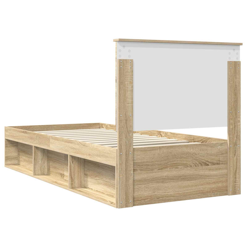 Ramka łóżka Z zagłówkiem Sonoma 90 x 190 cm Lite drewno sosnowe