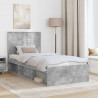 Ramka łóżka Szary beton 90 x 190 cm Lite drewno sosnowe