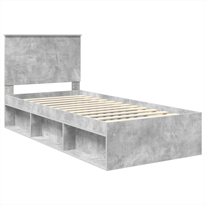 Ramka łóżka Szary beton 90 x 190 cm Lite drewno sosnowe