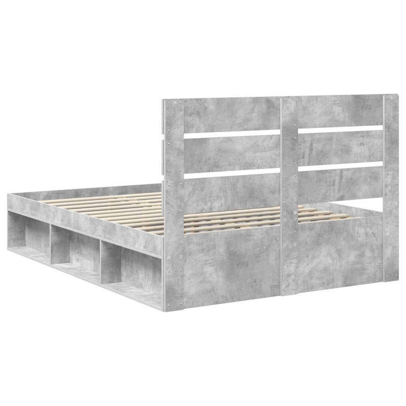 Ramka łóżka Betonowy 160 x 200 cm Lite drewno sosnowe