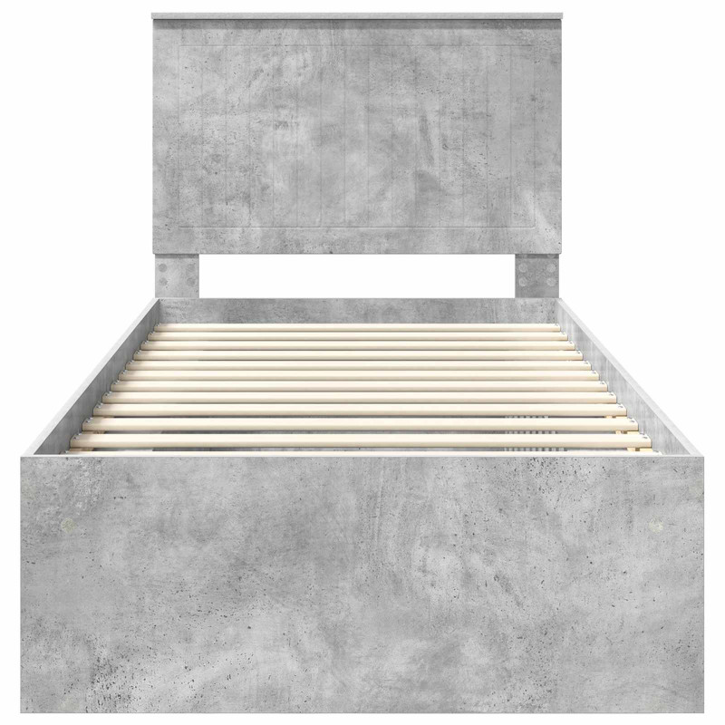 Ramka łóżka Szary beton 90 x 190 cm Lite drewno sosnowe