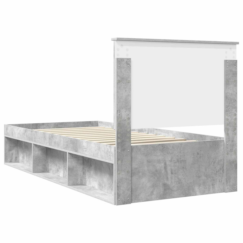 Ramka łóżka Szary beton 90 x 190 cm Lite drewno sosnowe