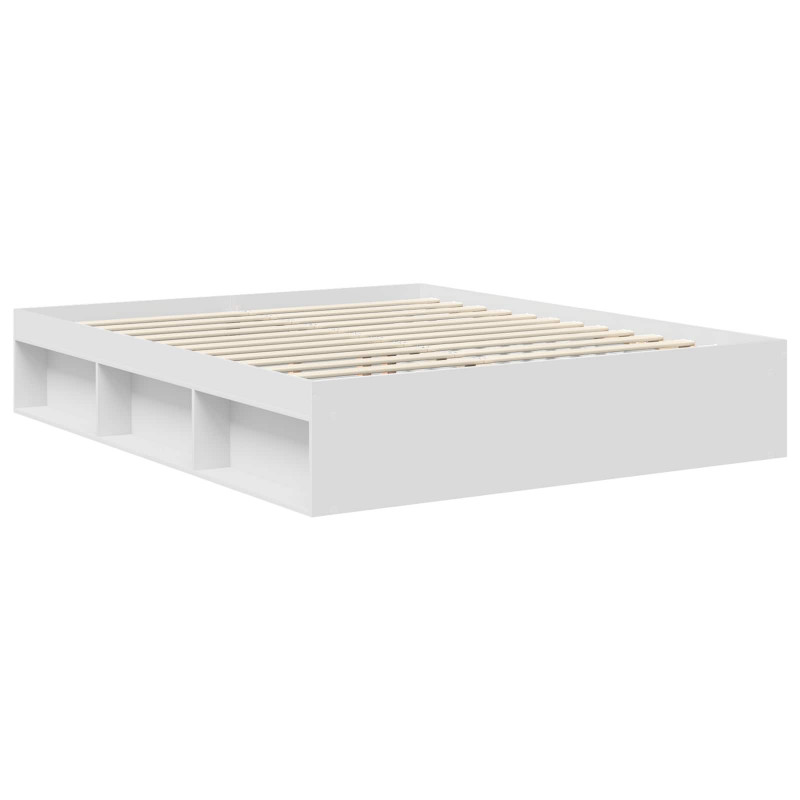 Ramka łóżka Z zagłówkiem Biały 160 x 200 cm Lite drewno sosnowe