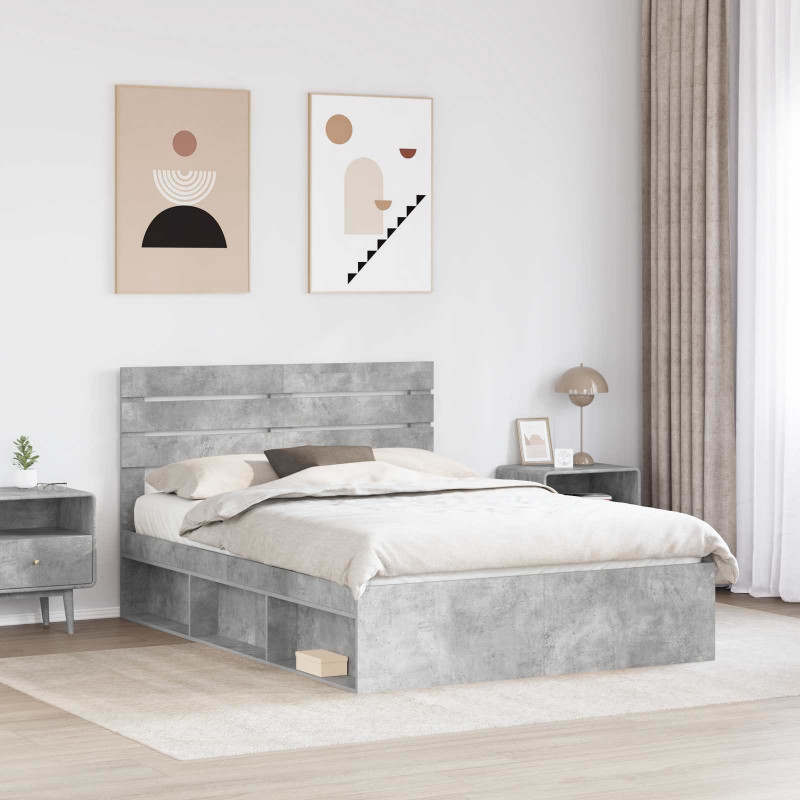 Ramka łóżka Betonowy 160 x 200 cm Lite drewno sosnowe