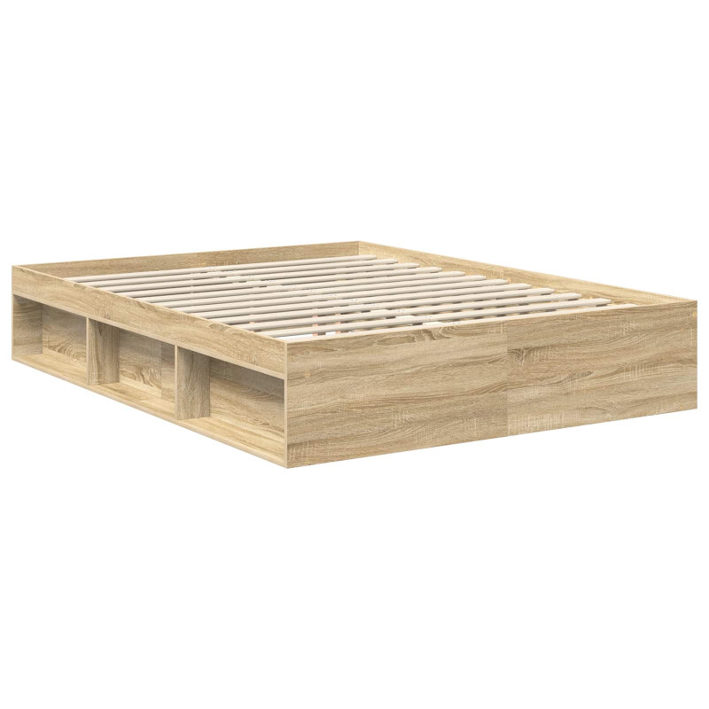 Ramka łóżka Dąb Sonoma 150 x 200 cm Lite drewno sosnowe