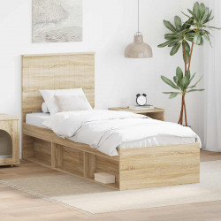 Ramka łóżka Dąb Sonoma 75 x 190 cm Lite drewno sosnowe