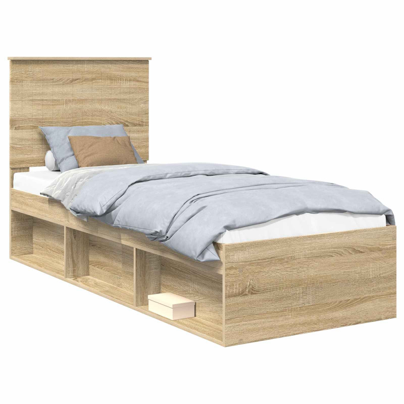 Ramka łóżka Dąb Sonoma 75 x 190 cm Lite drewno sosnowe