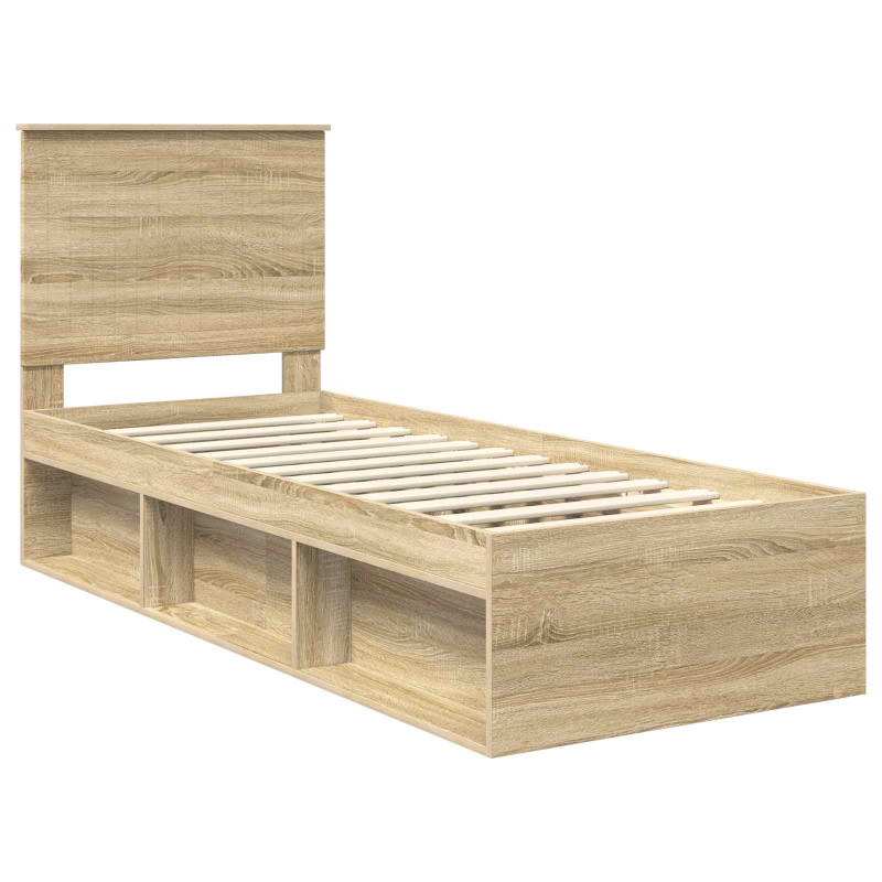 Ramka łóżka Dąb Sonoma 75 x 190 cm Lite drewno sosnowe