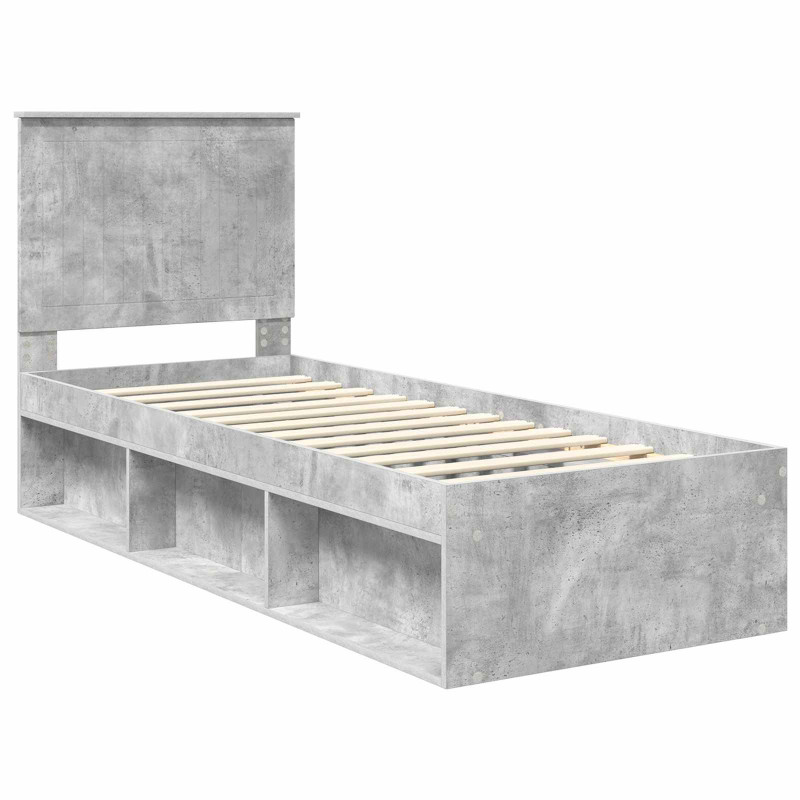 Ramka łóżka Szary beton 75 x 190 cm Lite drewno sosnowe