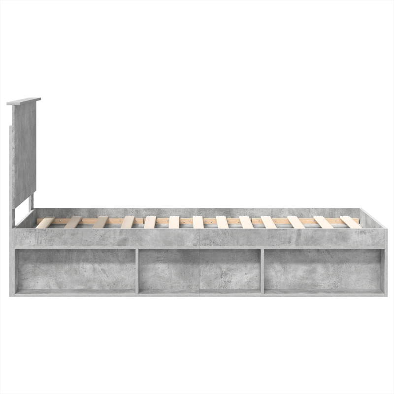Ramka łóżka Szary beton 75 x 190 cm Lite drewno sosnowe