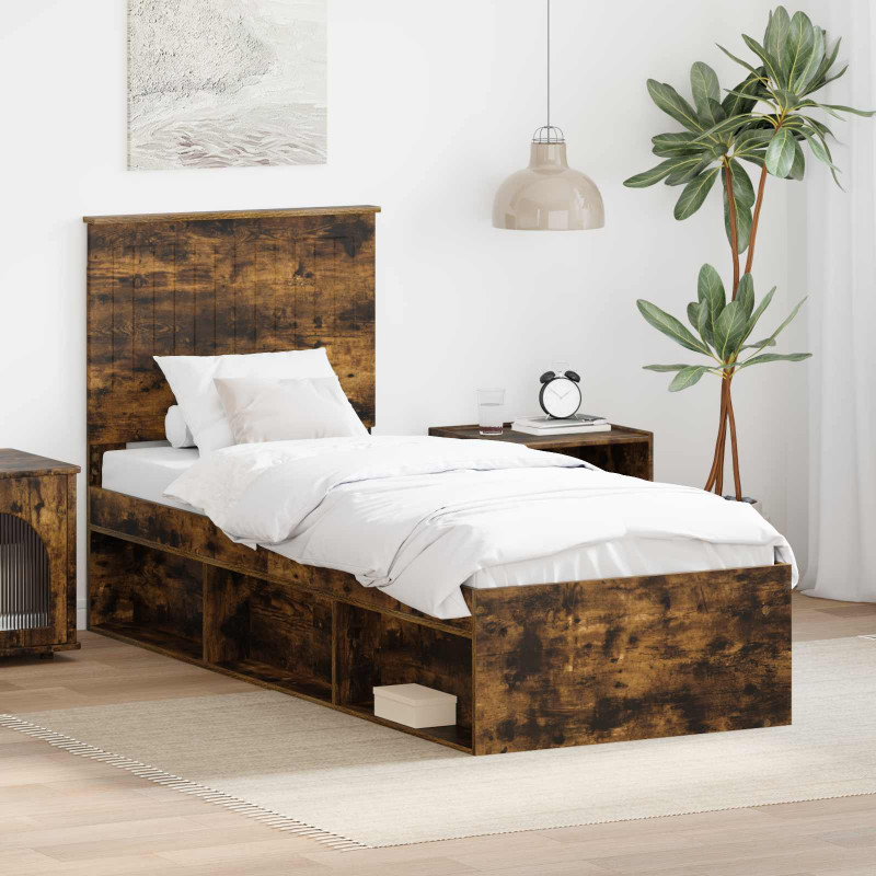 Ramka łóżka Dąb wędzony 75 x 190 cm Lite drewno sosnowe