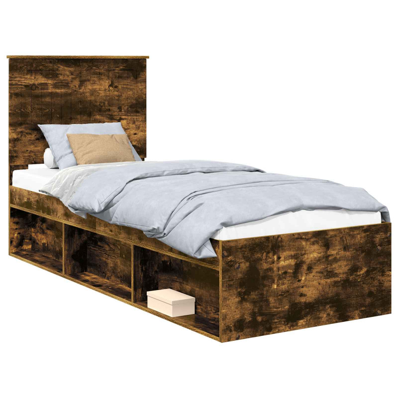 Ramka łóżka Dąb wędzony 75 x 190 cm Lite drewno sosnowe