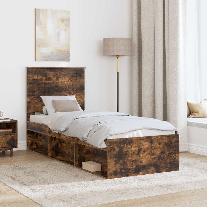 Ramka łóżka Dąb wędzony 75 x 190 cm Lite drewno sosnowe