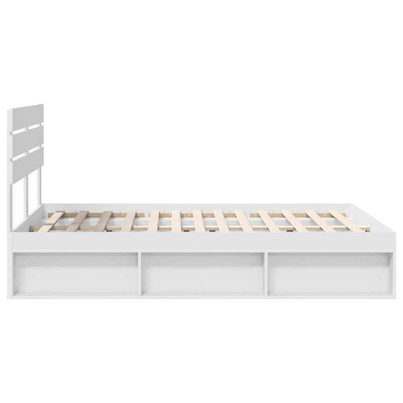 Ramka łóżka Z zagłówkiem Biały 150 x 200 cm Lite drewno sosnowe