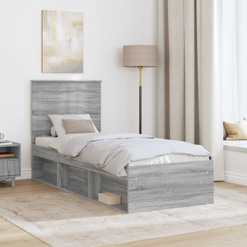 Ramka łóżka Szary Sonoma 75 x 190 cm Lite drewno sosnowe