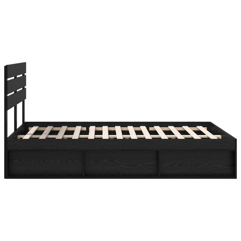 Ramka łóżka Czarny 150 x 200 cm Lite drewno sosnowe