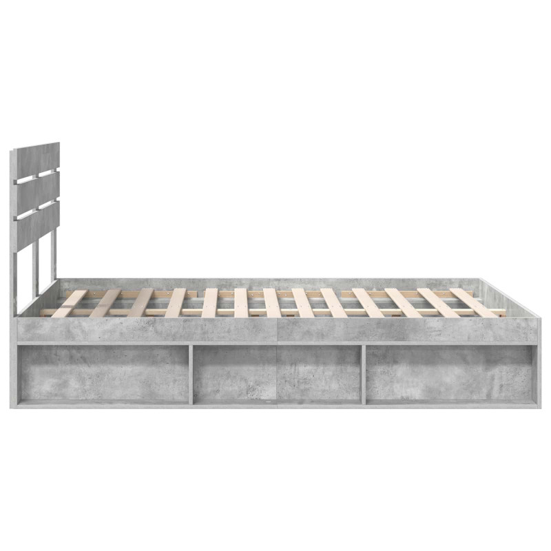 Ramka łóżka Szary beton 150 x 200 cm Lite drewno sosnowe