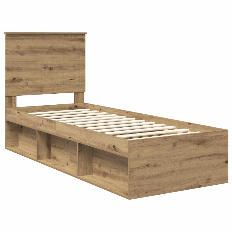 Ramka łóżka Dąb rzemieślniczy 75 x 190 cm Lite drewno sosnowe