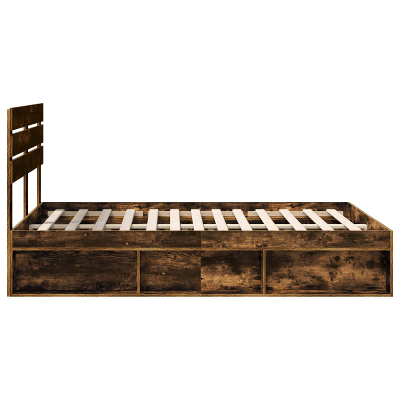 Ramka łóżka Dąb wędzony 150 x 200 cm Lite drewno sosnowe