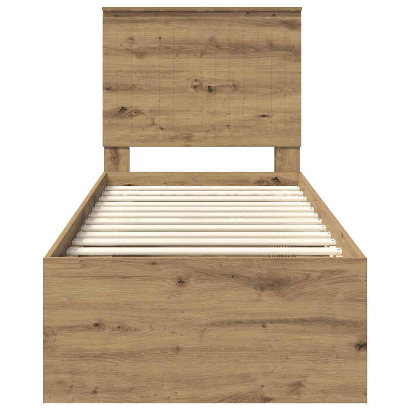 Ramka łóżka Dąb rzemieślniczy 75 x 190 cm Lite drewno sosnowe