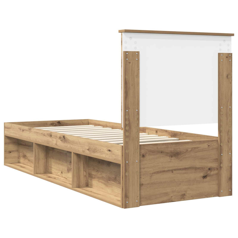 Ramka łóżka Dąb rzemieślniczy 75 x 190 cm Lite drewno sosnowe
