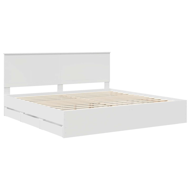 Ramka łóżka Z zagłówkiem Biały 200 x 200 cm Drewno inżynieryjne