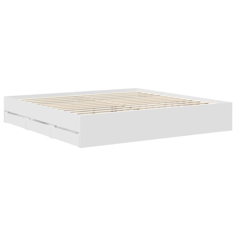 Ramka łóżka Z zagłówkiem Biały 200 x 200 cm Drewno inżynieryjne