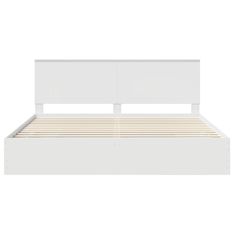 Ramka łóżka Z zagłówkiem Biały 200 x 200 cm Drewno inżynieryjne
