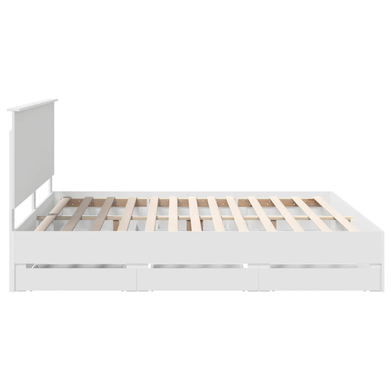 Ramka łóżka Z zagłówkiem Biały 200 x 200 cm Drewno inżynieryjne