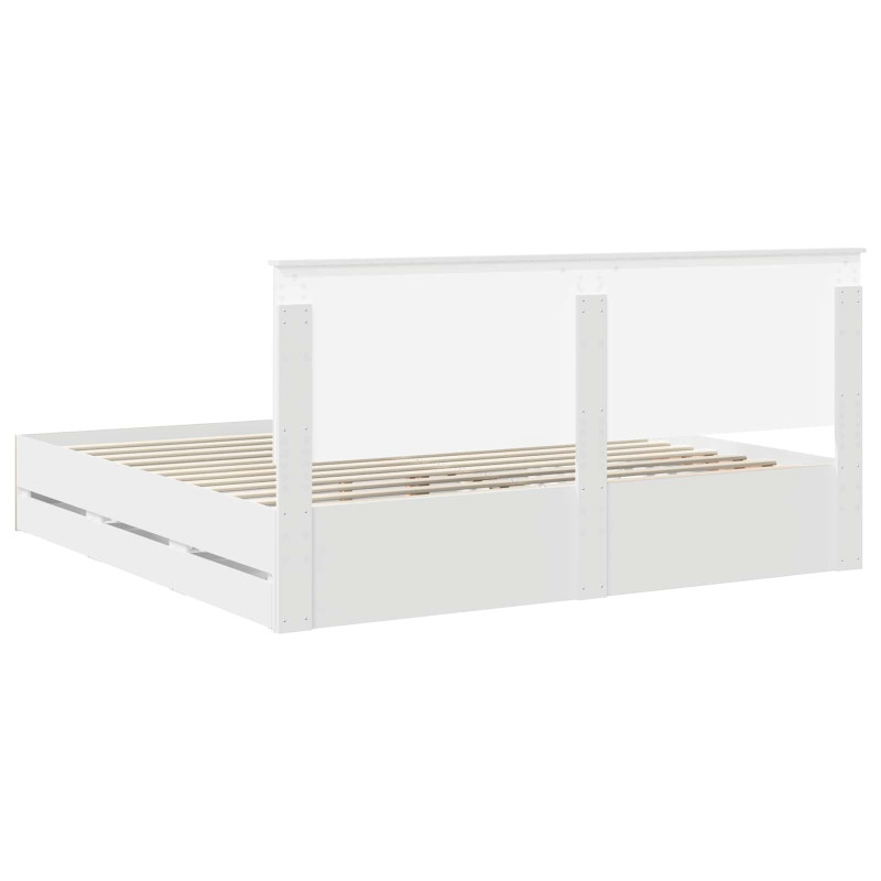 Ramka łóżka Z zagłówkiem Biały 200 x 200 cm Drewno inżynieryjne