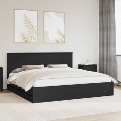 Ramka łóżka z szufladą Czarny 200 x 200 cm Drewno inżynieryjne