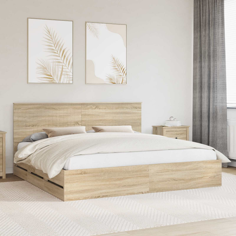 Ramka łóżka Dąb Sonoma 200 x 200 cm Drewno inżynieryjne