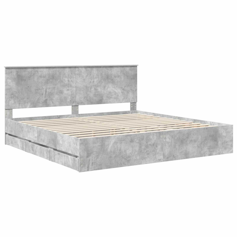Ramka łóżka Betonowy szary 200 x 200 cm Drewno inżynieryjne