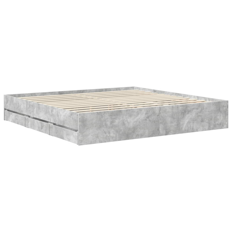 Ramka łóżka Betonowy szary 200 x 200 cm Drewno inżynieryjne