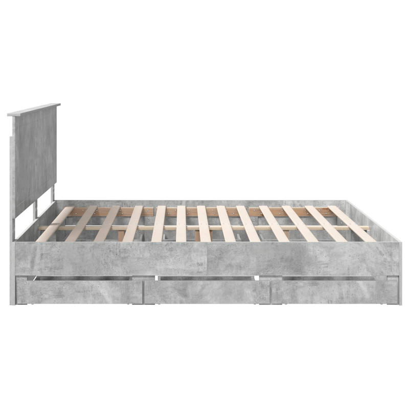 Ramka łóżka Betonowy szary 200 x 200 cm Drewno inżynieryjne
