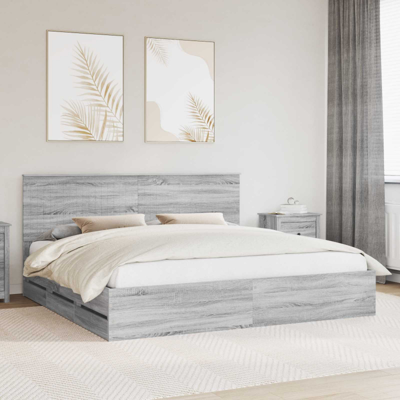 Ramka łóżka Szary Sonoma 200 x 200 cm Drewno inżynieryjne