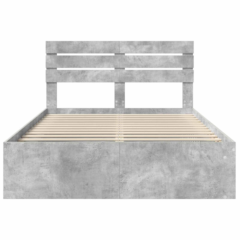 Ramka łóżka Betonowy 140 x 200 cm Lite drewno sosnowe