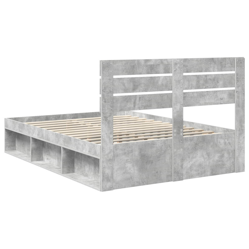 Ramka łóżka Betonowy 140 x 200 cm Lite drewno sosnowe