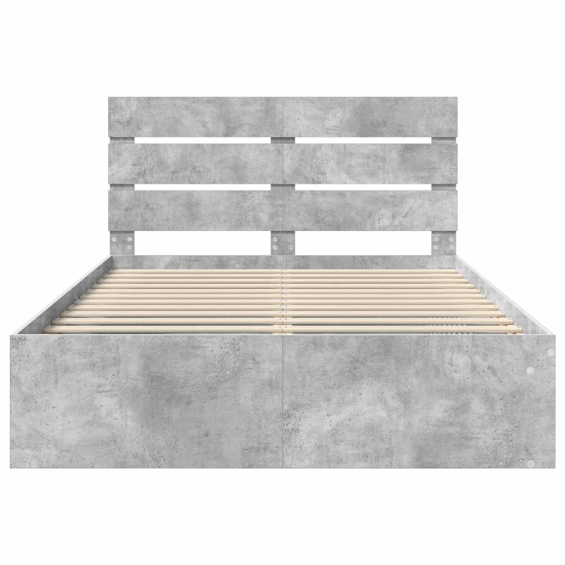 Ramka łóżka Betonowy 140 x 190 cm Lite drewno sosnowe