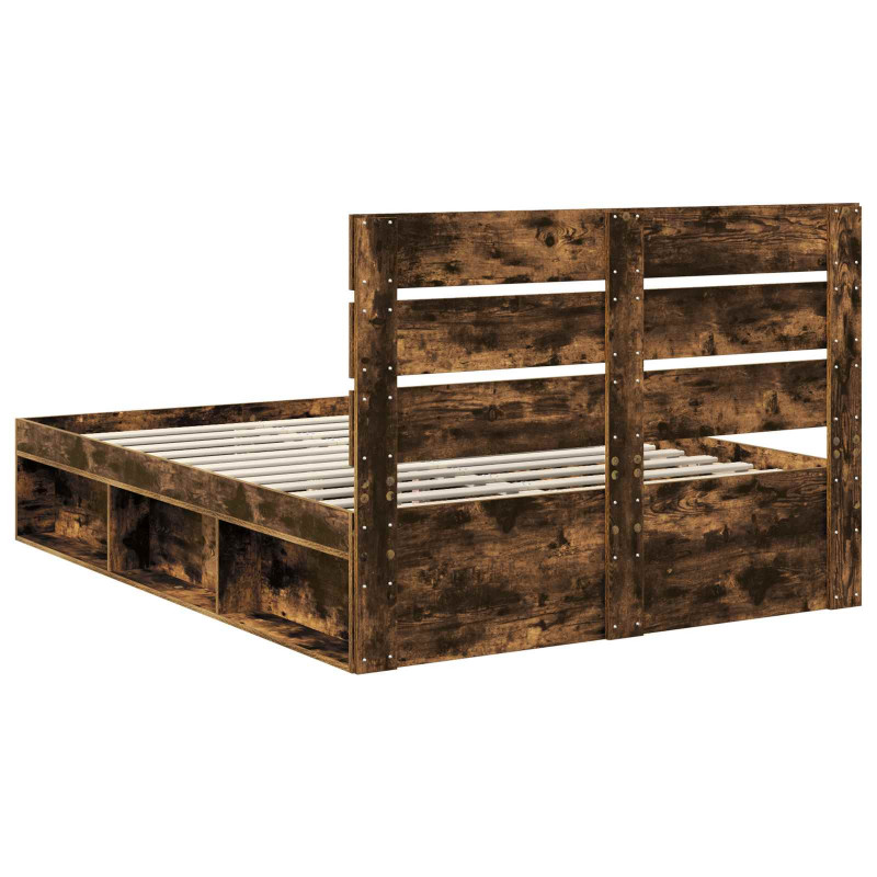 Ramka łóżka Dąb wędzony 140 x 190 cm Lite drewno sosnowe