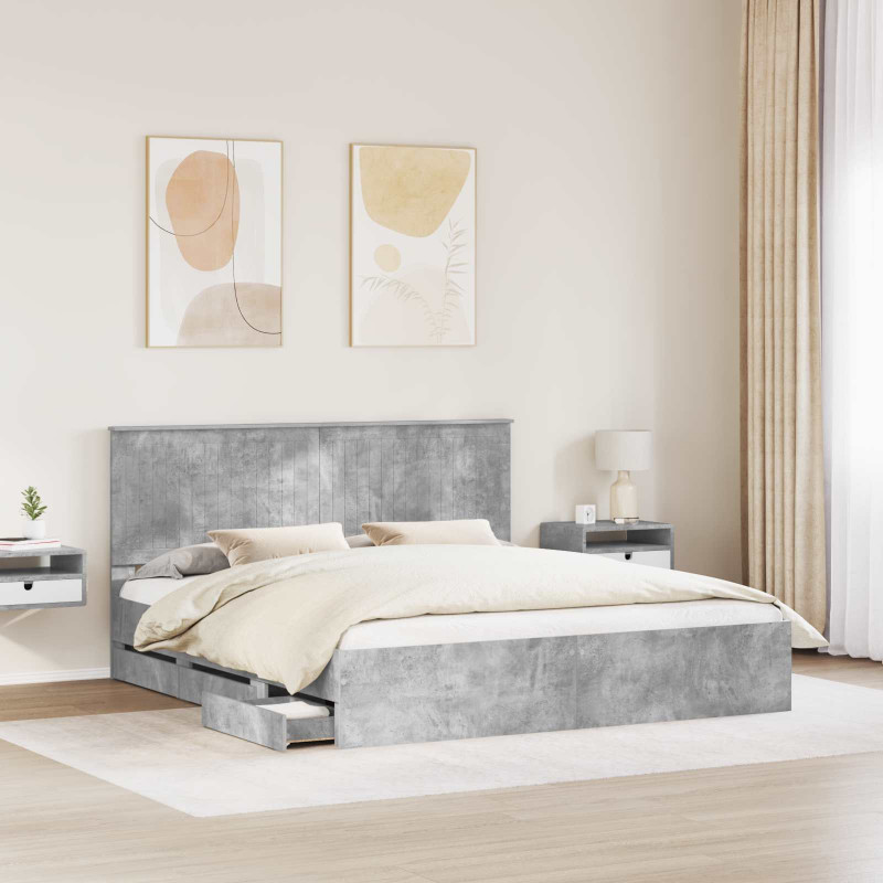 Ramka łóżka Betonowy szary 180 x 200 cm Drewno inżynieryjne