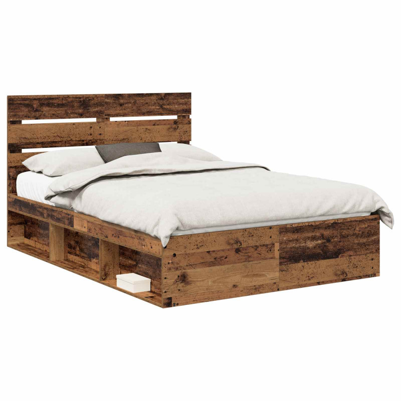 Ramka łóżka Stare drewno 140 x 190 cm Lite drewno sosnowe