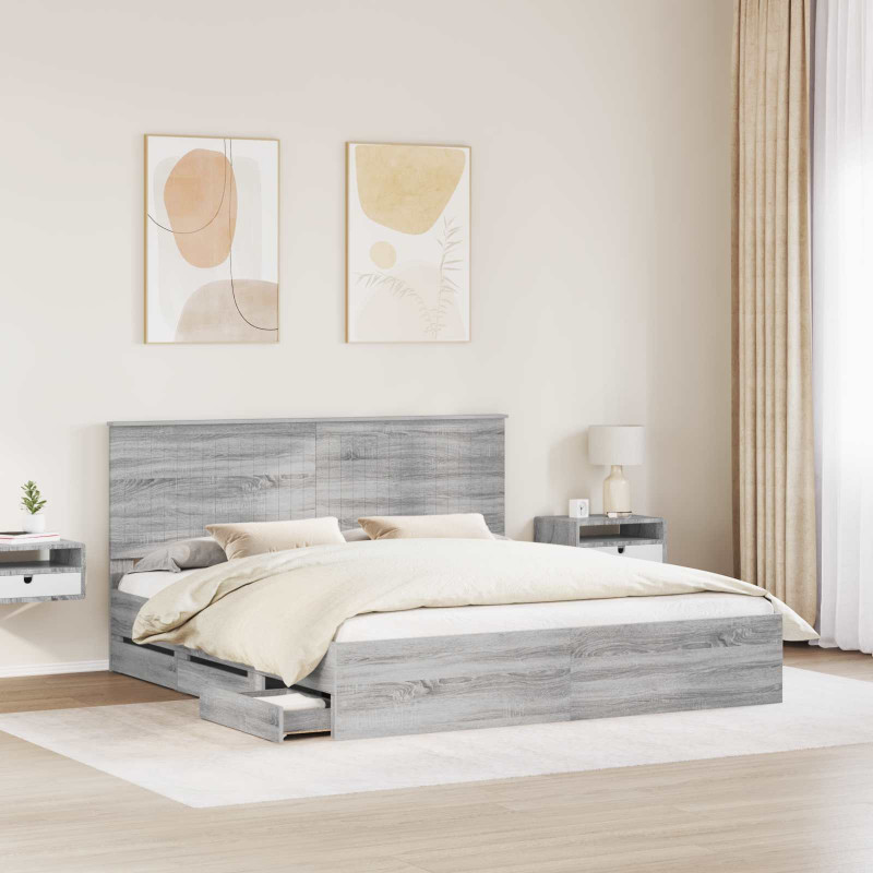 Ramka łóżka Szary Sonoma 180 x 200 cm Drewno inżynieryjne