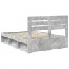 Ramka łóżka Betonowy 140 x 190 cm Lite drewno sosnowe