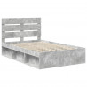 Ramka łóżka Szary beton 135 x 190 cm Lite drewno sosnowe