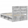 Ramka łóżka Szary beton 135 x 190 cm Lite drewno sosnowe