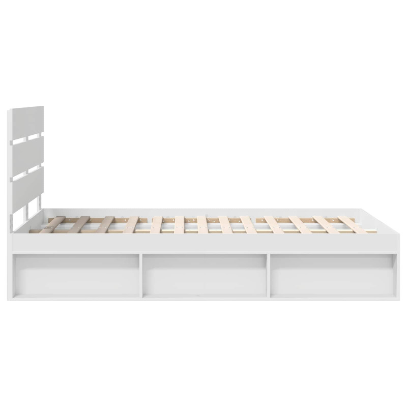 Ramka łóżka Z zagłówkiem Biały 120 x 200 cm Lite drewno sosnowe