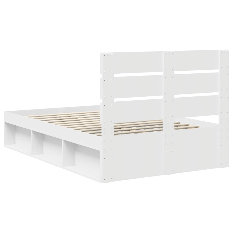 Ramka łóżka Z zagłówkiem Biały 120 x 200 cm Lite drewno sosnowe