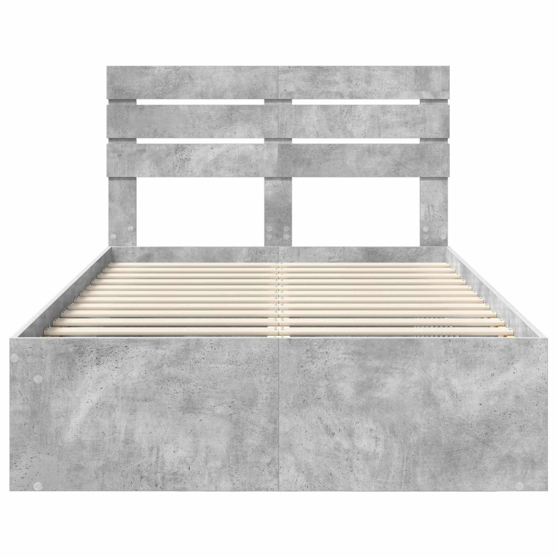 Ramka łóżka Szary beton 135 x 190 cm Lite drewno sosnowe